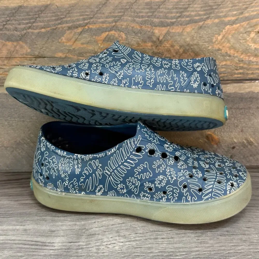 Native Jefferson Slip On Shoes Kids Size C11 Fern Leaf Print Glow In The Dark